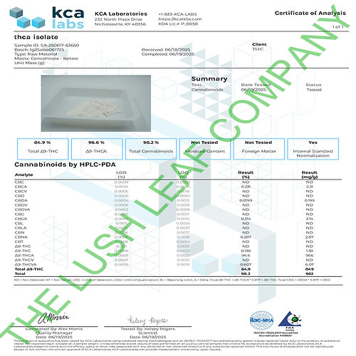 Bulk THCA Isolate Powder (94-99% Potency) (5g sample, 50g,100g,500g,1kg (1000g))